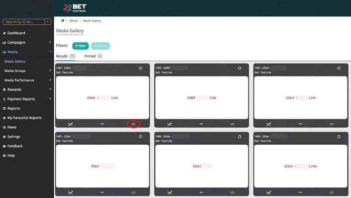 22bet dashboard