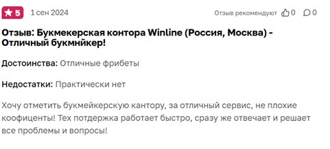 Отзыв о букмекере Винлайн